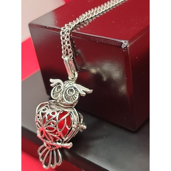 Owl Lava Stone Aromatherapy Essential Oil Beads Diffuser Necklace By Maromalife - Picture 3 of 6